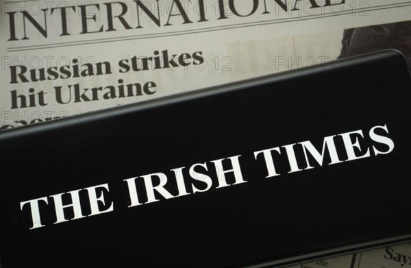 Dhaka, Bangladesh - 18 March 2025: The logo of The Irish Times is displayed on a smartphone screen
