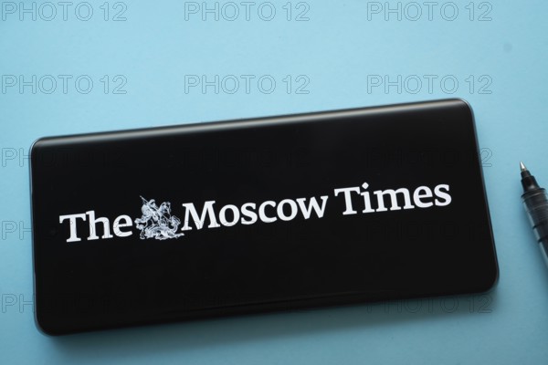 Dhaka, Bangladesh - 18 March 2025: The logo of The Moscow times is displayed on a smartphone screen