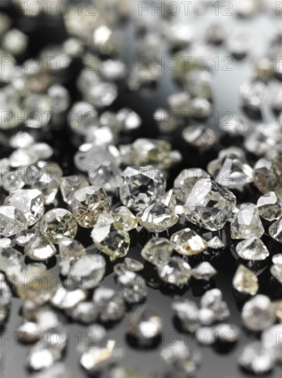 Many valuable diamonds, some rough, some cut, for further processing for the jewellery industry