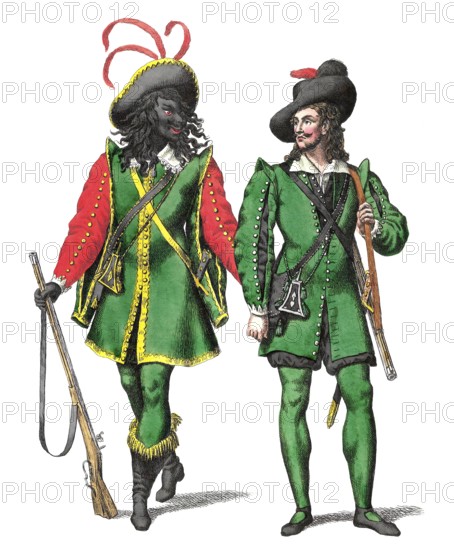 Costume designs of Samiel and Kaspar, Romantic opera Der Freischütz by Carl Maria von Weber, 1786 - 1826, German composer, conductor and pianist, digitally edited
