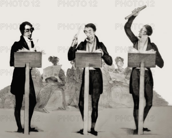 Caricature of gesturing Carl Maria von Weber, 1786 - 1826, German composer, conductor and pianist, digitally edited