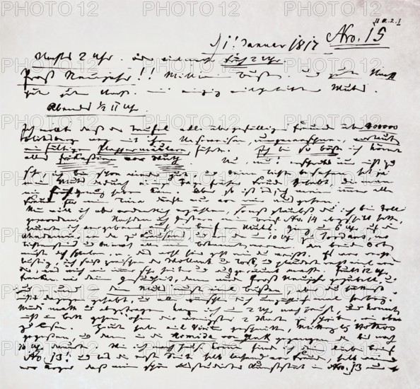 New Year's greetings from Carl Maria von Weber, 1786 - 1826, German composer, conductor and pianist to his bride Caroline Elisabeth Antoinette Brandt, 1817