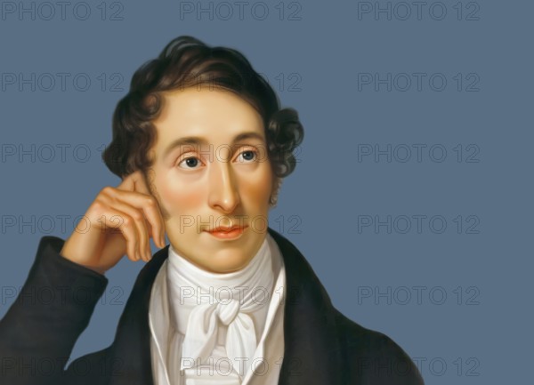 Carl Maria von Weber, 1786 - 1826, German composer, conductor and pianist, digitally edited after a painting by Caroline Bardua