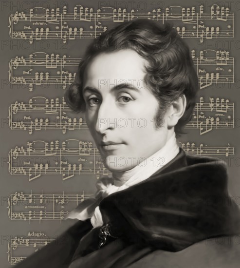 Carl Maria von Weber, 1786 - 1826, German composer, conductor and pianist, notesheet from the Romantic opera Der Freischütz, digitally edited