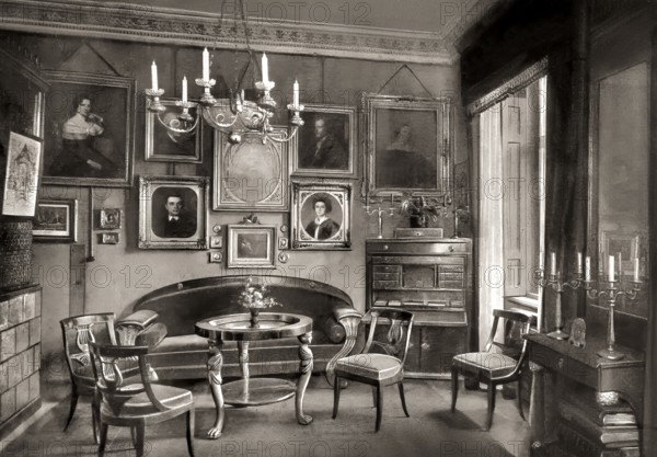 The living room of Carl Maria von Weber, 1786 - 1826, German composer, conductor and pianist, digitally edited