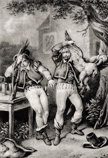 Scene from Act 1, the Romantic opera Der Freischütz by Carl Maria von Weber, 1786 - 1826, German composer, digitally edited