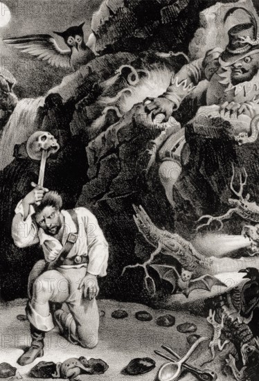 Scene from Act 2, the Romantic opera Der Freischütz by Carl Maria von Weber, 1786 - 1826, German composer, digitally edited