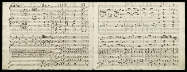Notesheet from the Romantic opera Der Freischütz by Carl Maria von Weber, 1786 - 1826, German composer, conductor and pianist, digitally edited