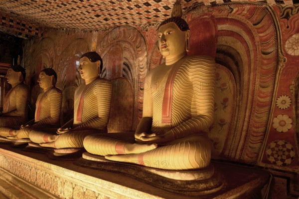 Buddha statues and murals in Dambulla Cave Temple, Dambulla, Sri Lanka