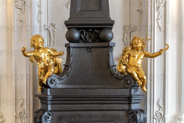 Interior design and exhibition rooms in the Würzburg Residence, imposing 18th century palace with frescoes, paintings and valuable works of art, Würzburg, Bavaria, Germany