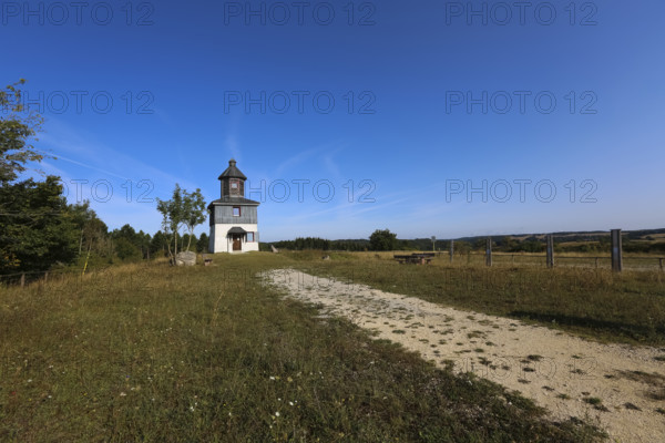 Sternenberg tower, observation tower formerly used for military purposes, observation tower on the former Böttingen military training area, Swabian Alb biosphere reserve, Baden-Württemberg, Germany