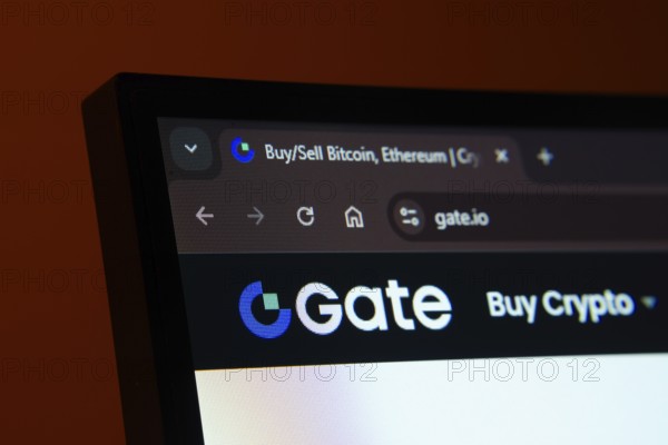 Dhaka, Bangladesh- 02 June 2025: Close-up of a computer screen displaying the Gate.io web interface in dark mode