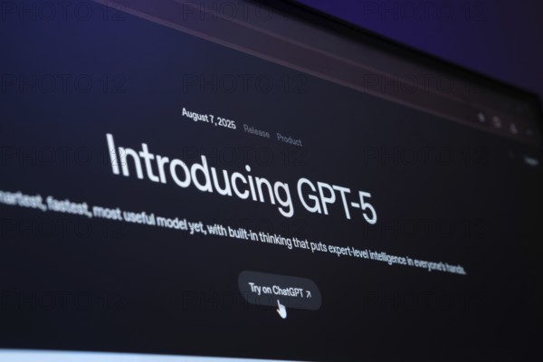 Dhaka, Bangladesh- 09 Aug 2025: A computer monitor displaying the introduction to OpenAI GPT-5