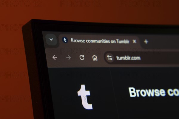 Dhaka, Bangladesh- 02 June 2025: Close-up of a computer screen displaying the tumblr web interface in dark mode