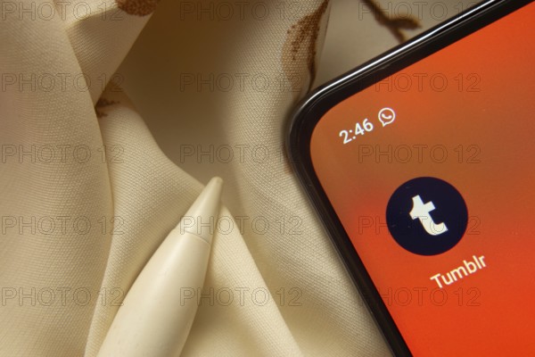 Dhaka, Bangladesh- 07 May 2025: Tumblr app icon is seen on smartphone