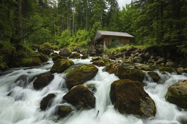 Golling watermill. Traditional mill in an alpine landscape, Golling an der Salzach, Austria