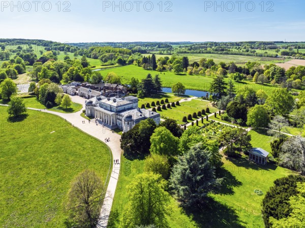 Shugborough Estate from a drone, Great Haywood, Staffordshire, England, United Kingdom