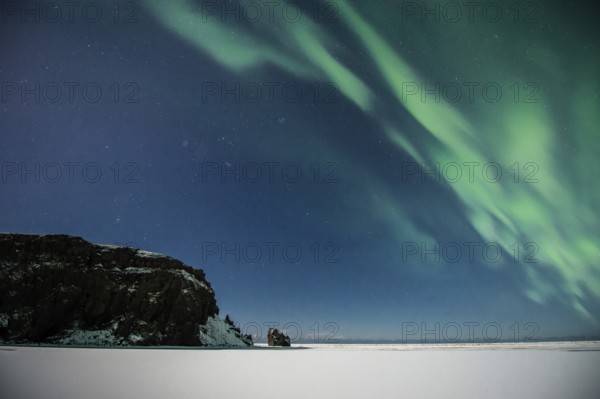 Northern Lights, Close to Vik, Ring Road, Mountains, Frost, Winter, Cold, Snow, Night, Iceland* Northern Lights, Close to Vik, Ring Road, Mountain Range, Cold, Snow, Night, Iceland
