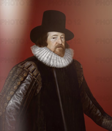 Portrait of Sir Francis Bacon, Baron Baco of Verulam, 1561 - 1626, English lawyer, statesman, essayist, historian, intellectual reformer, philosopher and scientist, digitally edited after a painting by Somer