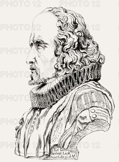 Portrait of Sir Francis Bacon, Baron Baco of Verulam, 1561 - 1626, English lawyer, statesman, essayist, historian, intellectual reformer, philosopher and scientist, digitally edited after Charles George Lewis after Joseph Murray Ince