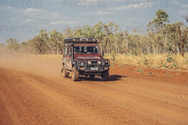 Landrover Defender four-wheel drive vehicle in the Australian outback