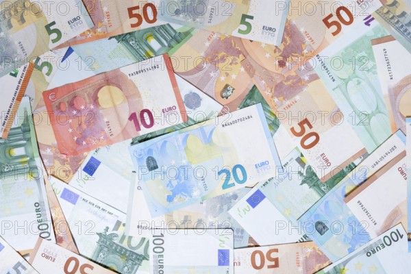 Various euro banknotes