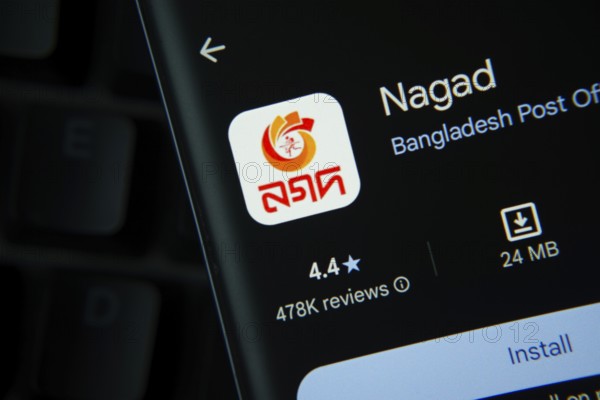 Dhaka, Bangladesh- 27 July 2025: Nagad app from Google Playstore is displayed on a smartphone screen