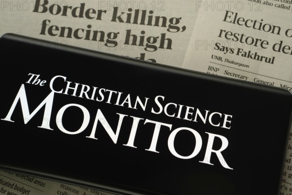 Dhaka, Bangladesh - 18 March 2025: The logo of The Christian Science Monitor is displayed on a smartphone screen