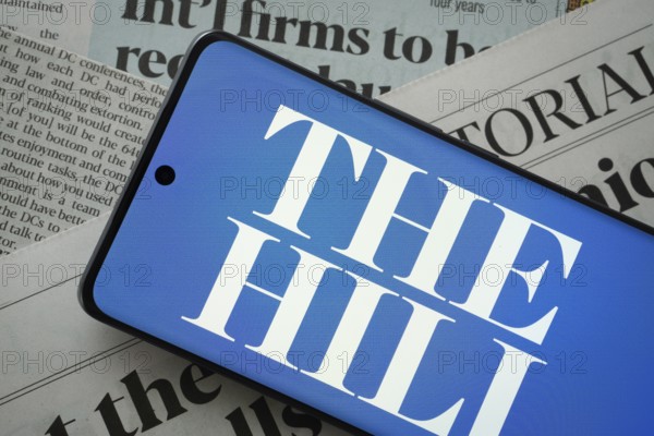 Dhaka, Bangladesh - 18 March 2025: The logo of The Hill is displayed on a smartphone screen