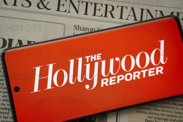 Dhaka, Bangladesh - 18 March 2025: The logo of The Hollywood Reporter is displayed on a smartphone screen