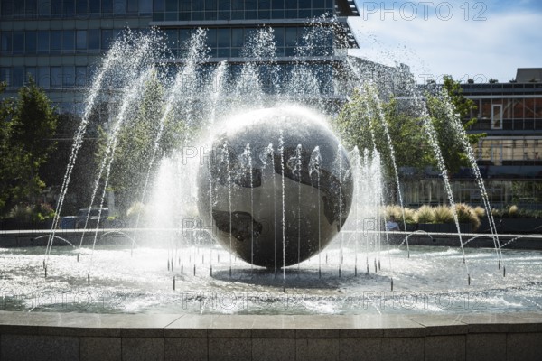 Peace fountain on Hodža Square at Grassalkovich Palace, Presidential Palace, seat of the President of the Slovak Republic, Bratislava, Slovakia