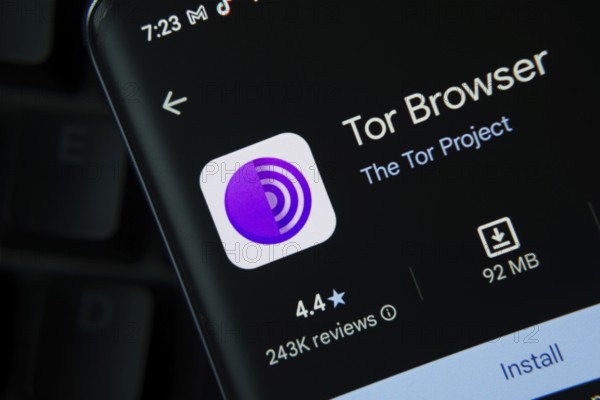 Dhaka, Bangladesh- 27 July 2025: Tor Browser app from Google Playstore is displayed on a smartphone screen