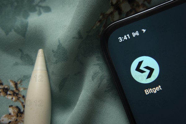 Dhaka, Bangladesh- 07 May 2025: Bitget app icon is seen on smartphone