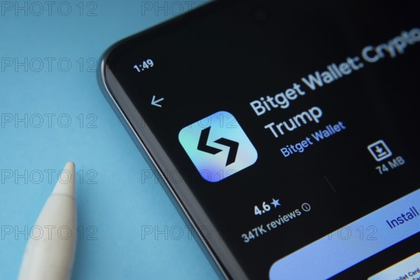 Dhaka, Bangladesh- 27 July 2025: Bitget Wallet app from Google Playstore is displayed on a smartphone screen