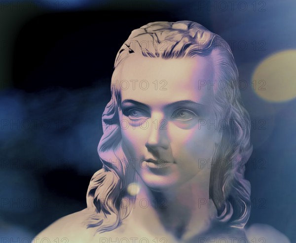 Portrait of Georg Philipp Friedrich Freiherr von Hardenberg, pseudonym and pen name Novalis, 1772 - 1801, German poet of Early German Romanticism, digitally edited after a bust at his grave