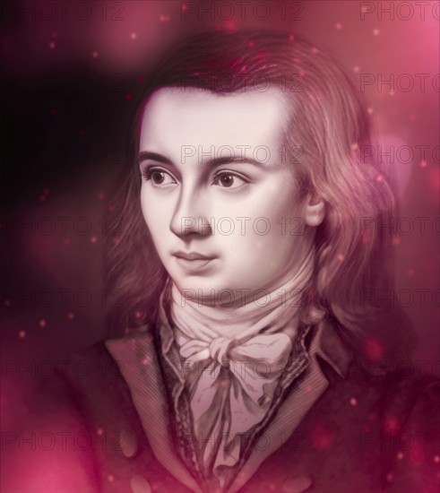 Portrait of Georg Philipp Friedrich Freiherr von Hardenberg, pseudonym and pen name Novalis, 1772 - 1801, German poet of Early German Romanticism, digitally edited