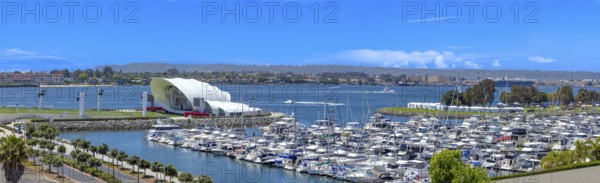 USA, California, San Diego Bay marina and Seaport Village in downtown near Gaslamp Quarter