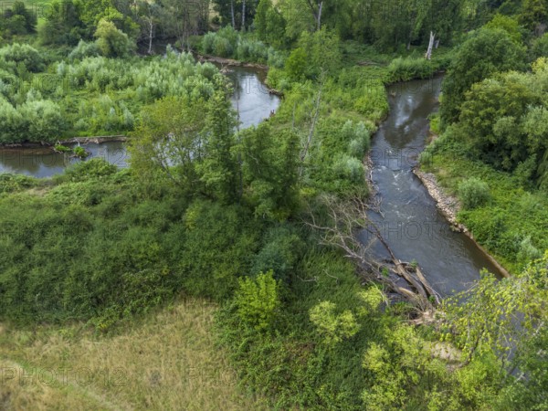 Renaturalised Erft near Neuss, North Rhine-Westphalia, Germany
