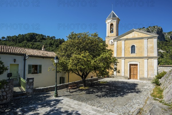 Picturesque medieval mountain village, Peillon, near Monaco, Cote d'Azur, Alpes-Maritimes, Provence-Alpes-Cote-d'Azur, South of France, France