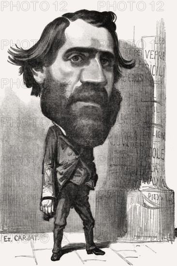 Caricature of Giuseppe Verdi, 1813 – 1901, Italian opera composer, digitally edited after Carjat