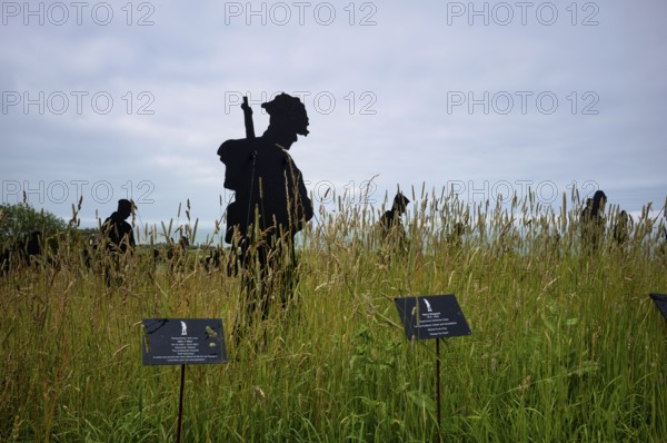 Installation, Standing with Giants, honours the victims of the fallen British soldiers by personification, British Normandy Memorial, war memorial, Ver-sur-Mer, D-Day, Operation Overlord, Gold Beach, Normandy, Calvados, France