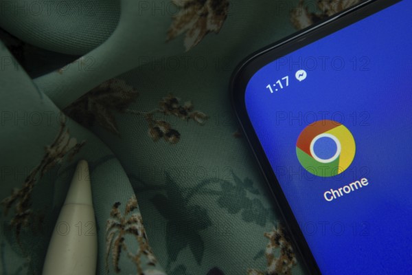 Dhaka, Bangladesh- 07 May 2025: Google Chrome app icon is seen on smartphone