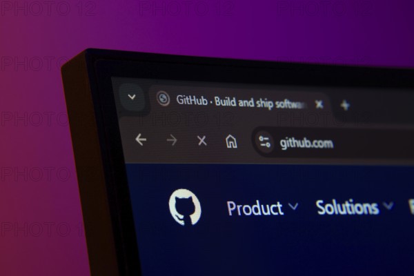Dhaka, Bangladesh- 02 June 2025: Close-up of a computer screen displaying the Github web interface in dark mode
