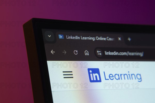 Dhaka, Bangladesh- 02 June 2025: Close-up of a computer screen displaying the Linkedin Learning web interface in dark mode