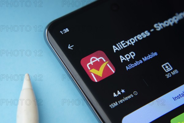 Dhaka, Bangladesh- 16 March 2025: AliExpress app from Google Playstore is displayed on a smartphone screen