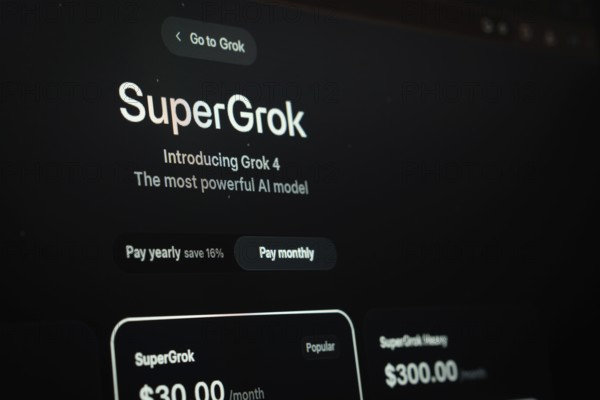 SuperGrok advertisement for Grok 4 with payment options emphasized