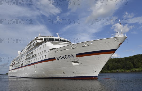 MS EUROPA, cruise ship EUROPA sailing in the Kiel Canal, NOK, Kiel Canal, Kielkanal, Schleswig-Holstein, Germany