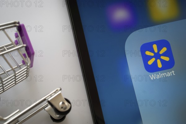 Dhaka, Bangladesh- 15 July 2025: A close up of an iPad screen displaying the walmart app