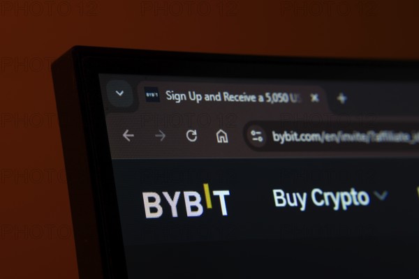 Dhaka, Bangladesh- 02 June 2025: Close-up of a computer screen displaying the Bybit web interface in dark mode