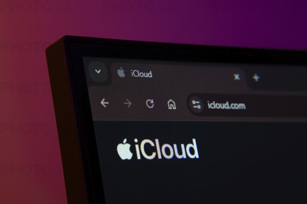 Dhaka, Bangladesh- 02 June 2025: Close-up of a computer screen displaying the iCloud web interface in dark mode
